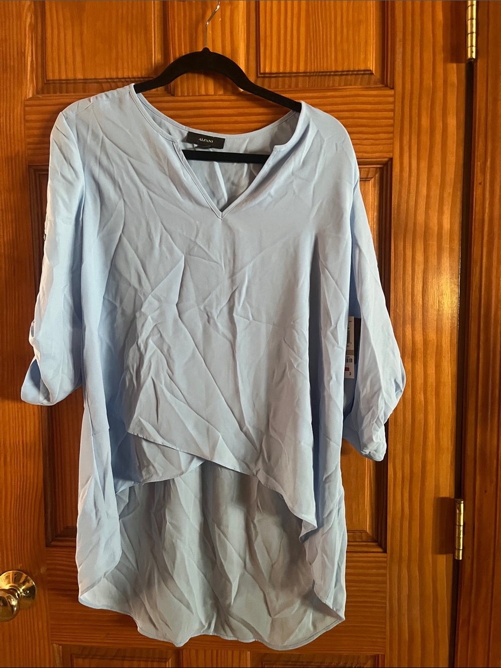 Alfani Pale Blue V-Neck High-Low Tunic Top